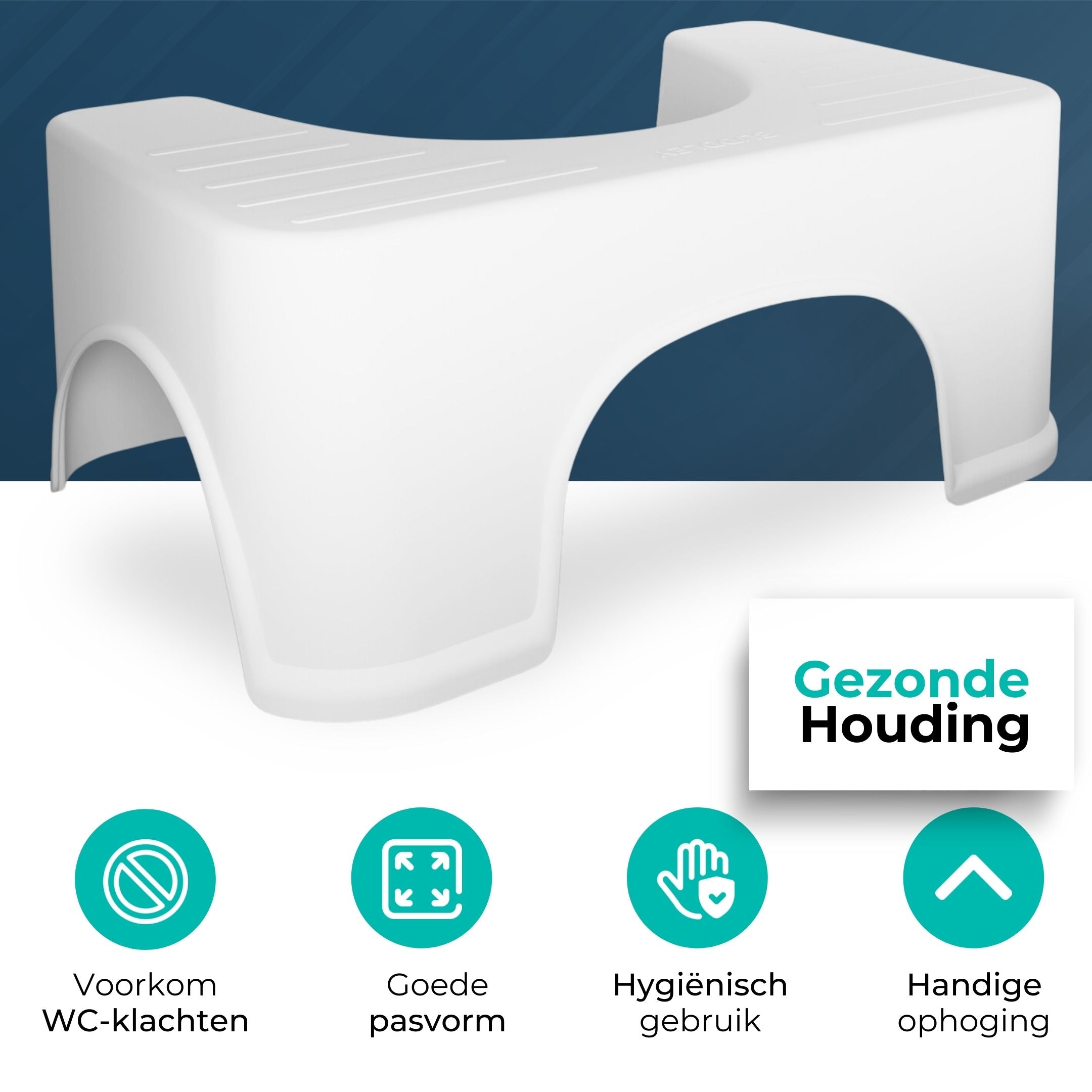 BUDDLEY Toiletkrukje Wit - Ergonomisch Ontwerp voor Comfortabel Gebruik