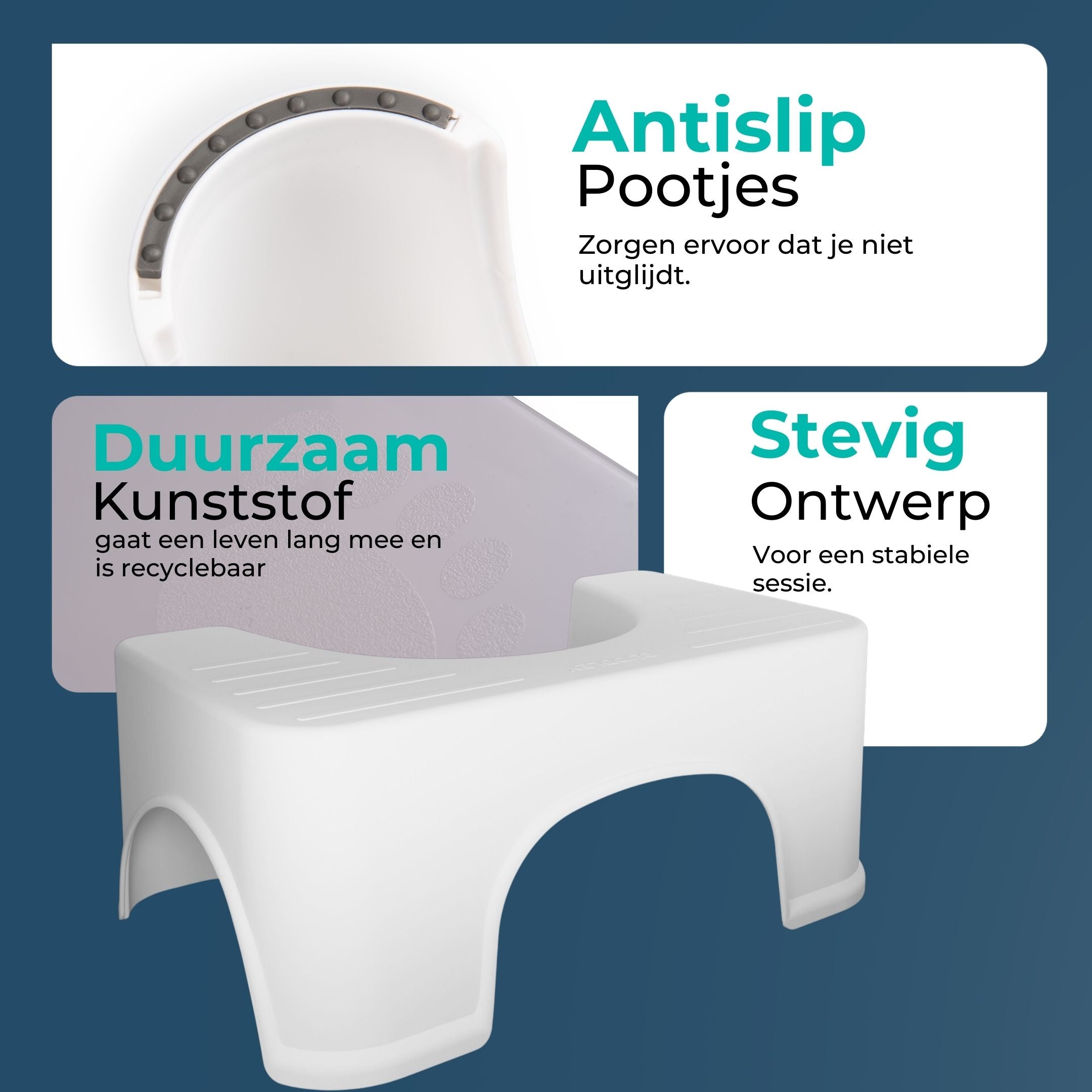 BUDDLEY Toiletkrukje Wit - Ergonomisch Ontwerp voor Comfortabel Gebruik