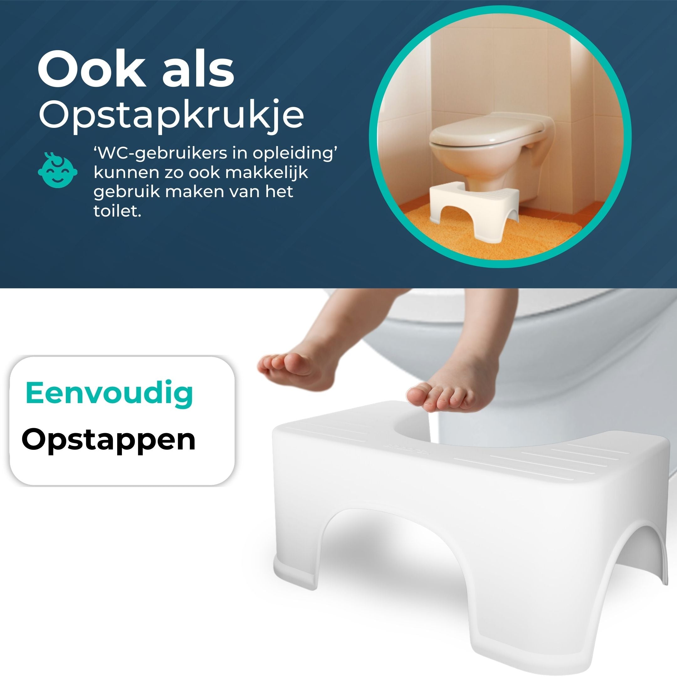 BUDDLEY Toiletkrukje Wit - Ergonomisch Ontwerp voor Comfortabel Gebruik