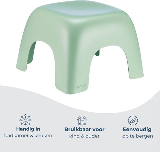 BUDDLEY® Opstapje Kinderen Groen – Opstapkrukje Kinderen - Krukje Badkamer - Kinder Opstapje - Keuken Opstapje