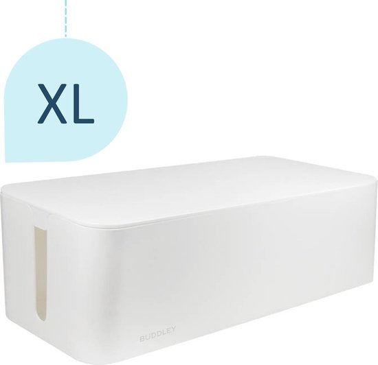 BUDDLEY® Kabelbox Wit (XL) - Verlengsnoer - Kabel management - Kabel Organiser Bureau - Kabel Organiser - Kabelbox voor snoeren wegwerken