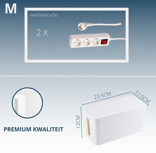 BUDDLEY® Kabelbox Wit (2x) - Kabel Opbergbox Stekkerdoos - Verlengsnoer  - Kabelbox voor snoeren wegwerken