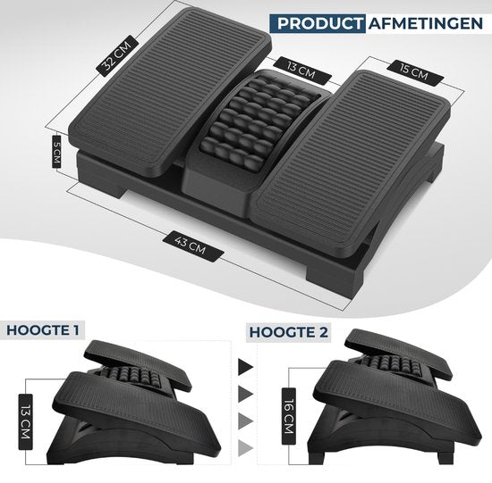 BUDDLEY - Voetensteun Verstelbaar en Kantel plateau - Voetenbankje Ergonomisch