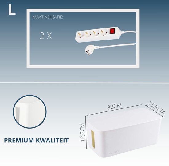 BUDDLEY® Kabelbox Wit (2x) - Kabel Opbergbox Stekkerdoos - Verlengsnoer  - Kabelbox voor snoeren wegwerken