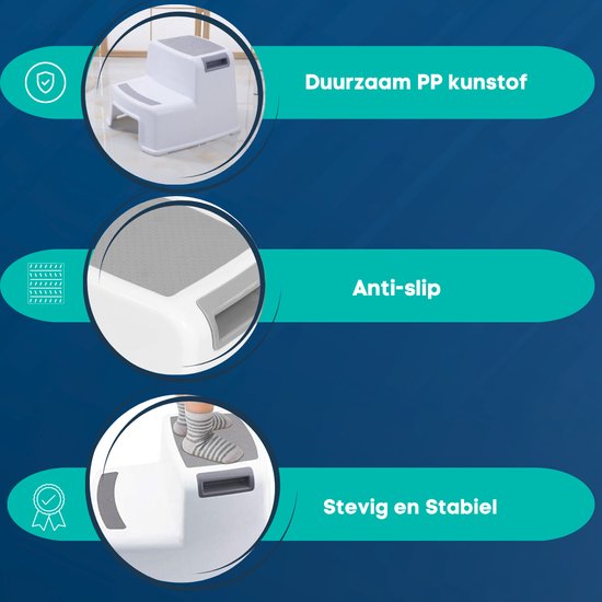 BUDDLEY - Twee step opstapje kind- Wit Grijs