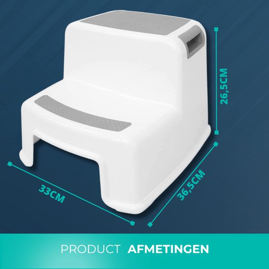BUDDLEY - Twee step opstapje kind- Wit Grijs