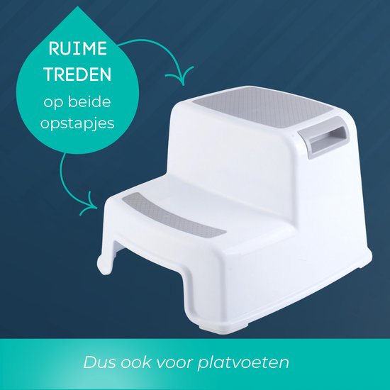 BUDDLEY - Twee step opstapje kind- Wit Grijs