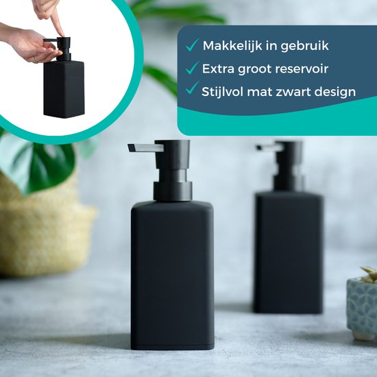 BUDDLEY -  Zeeppompjes Mat Zwart - SET van 4 Zeepdispensers