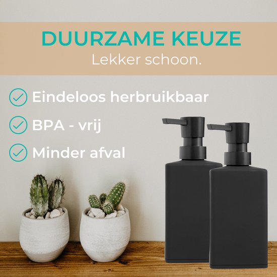 BUDDLEY -  Zeeppompjes Mat Zwart - SET van 4 Zeepdispensers