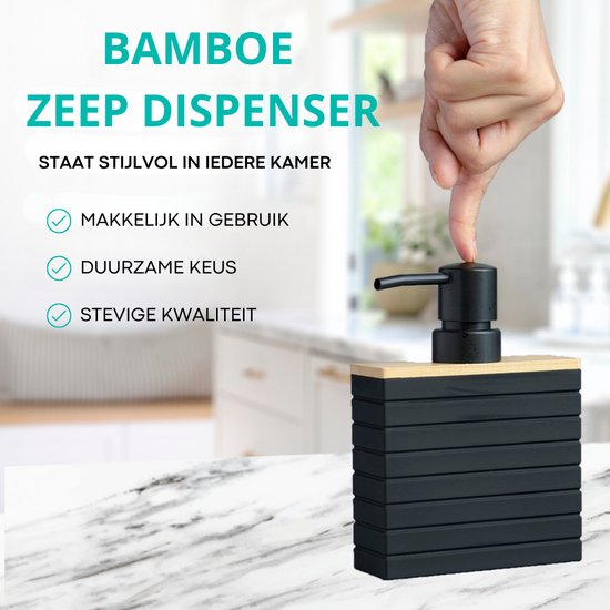 BUDDLEY - Zeeppompje Zwart 'Nightingale' SET - 2 Bamboe Zeepdispensers