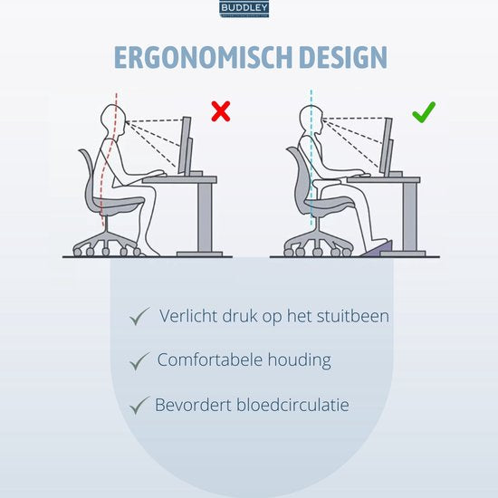 BUDDLEY - Voetensteun Verstelbaar Wit - Voetenbankje Bureau Ergonomisch