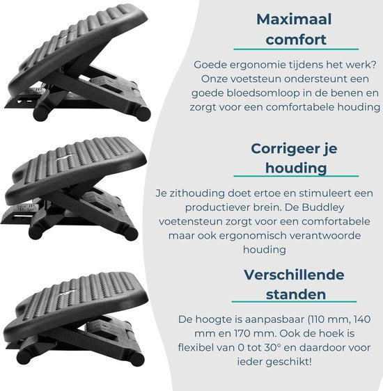 BUDDLEY - Voetensteun FlexEase - Verstelbaar in 3 hoogtes